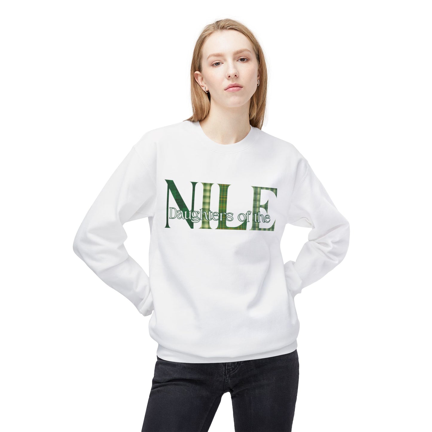 Nile Green Plaid, Cozy Fleece Sweatshirt
