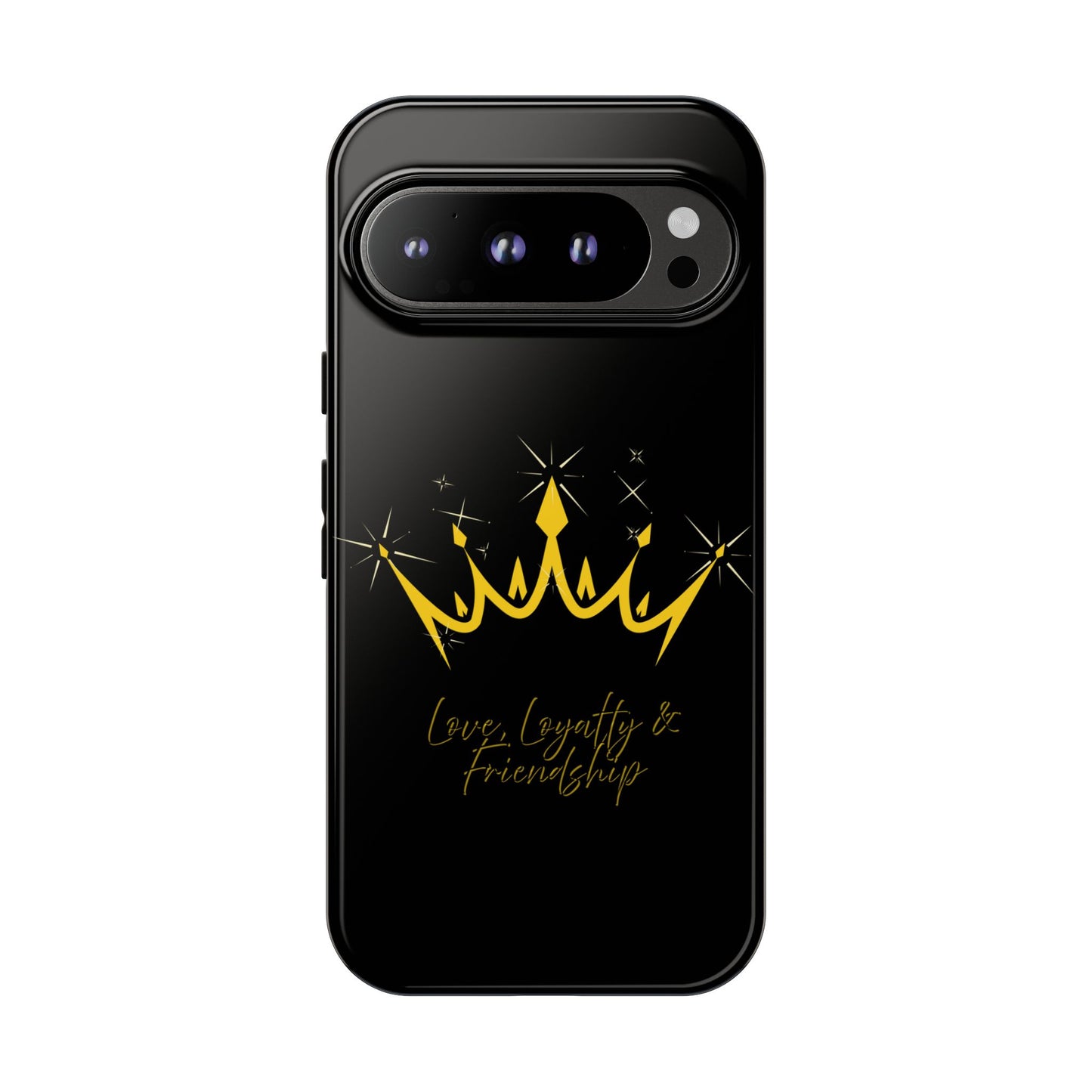 Phone Case, Black & Gold Crown - Love, Loyalty & Friendship