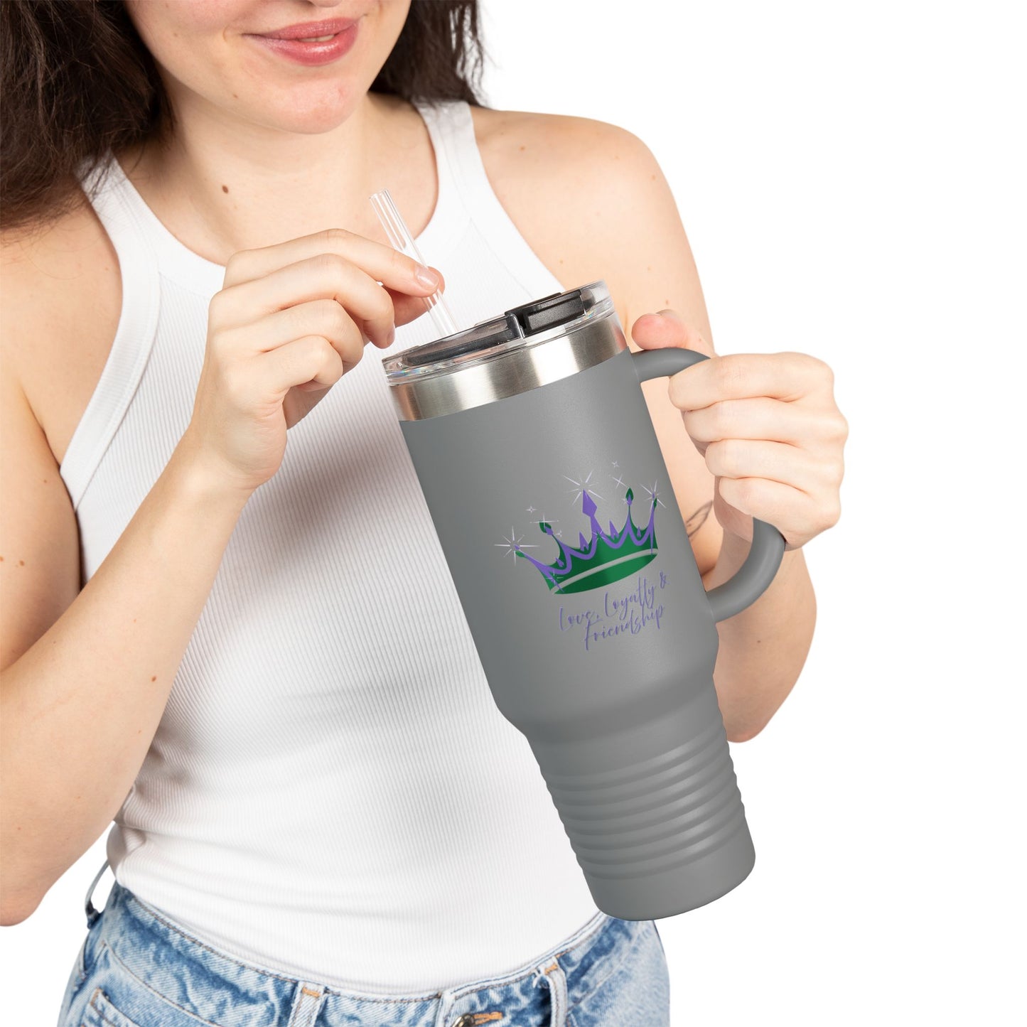 Queen Crown Purple & Green - 40oz Insulated Travel Mug