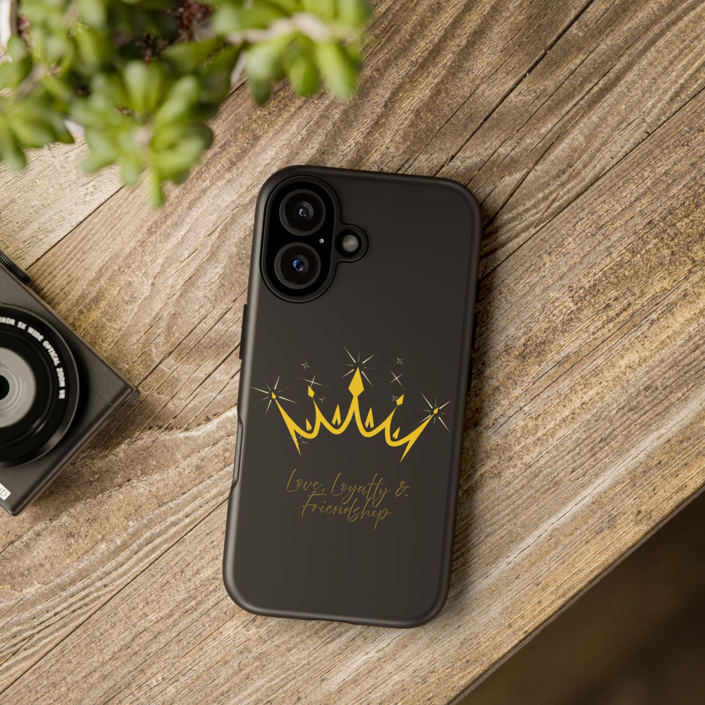 Phone Case, Black & Gold Crown - Love, Loyalty & Friendship