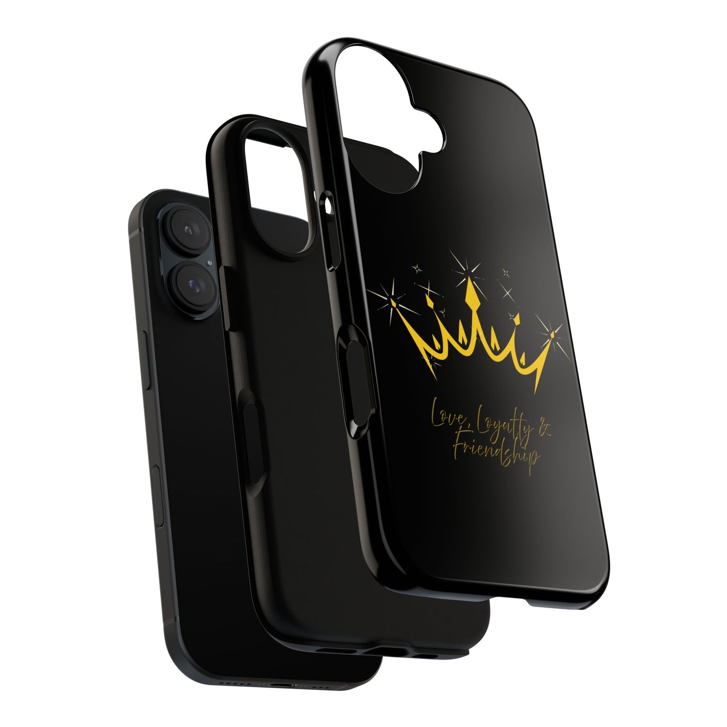 Phone Case, Black & Gold Crown - Love, Loyalty & Friendship