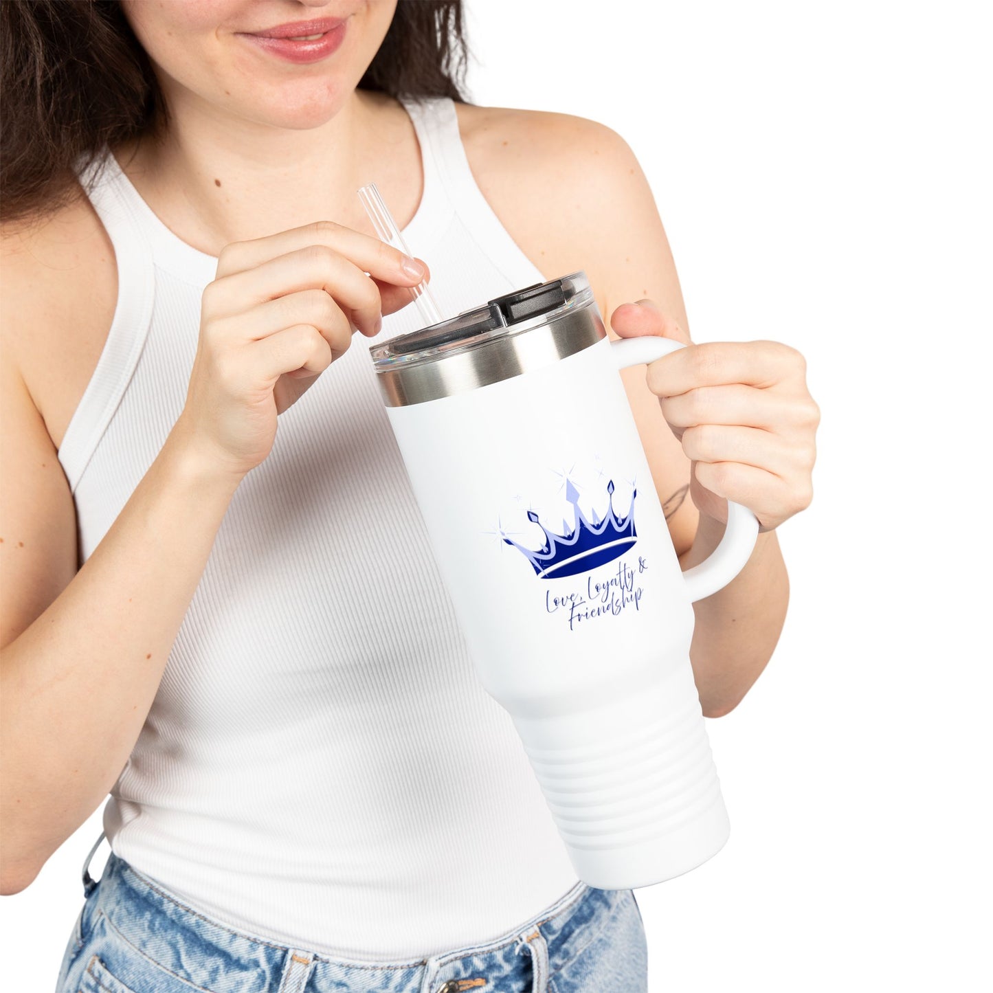 Queen Crown Blue & Silver - 40oz Insulated Travel Mug