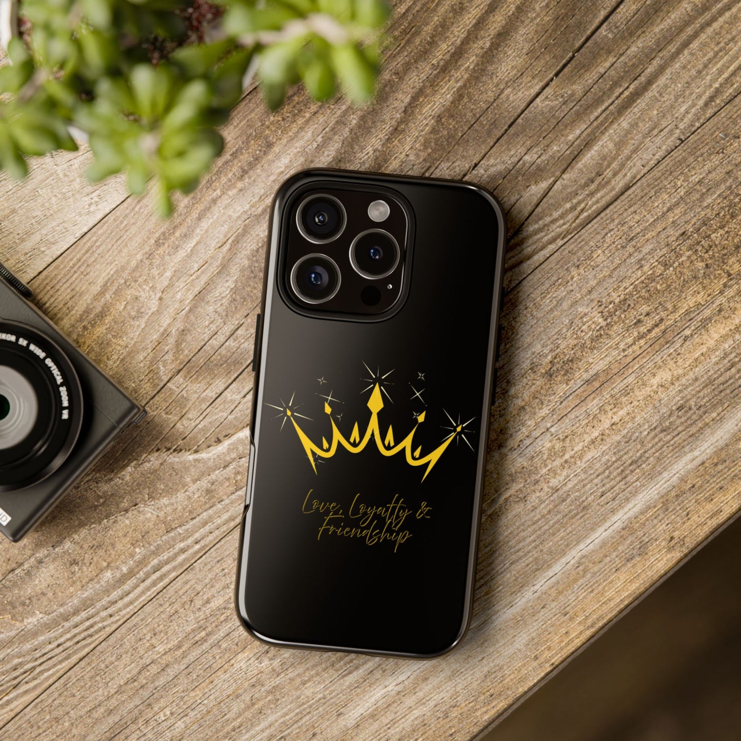 Phone Case, Black & Gold Crown - Love, Loyalty & Friendship