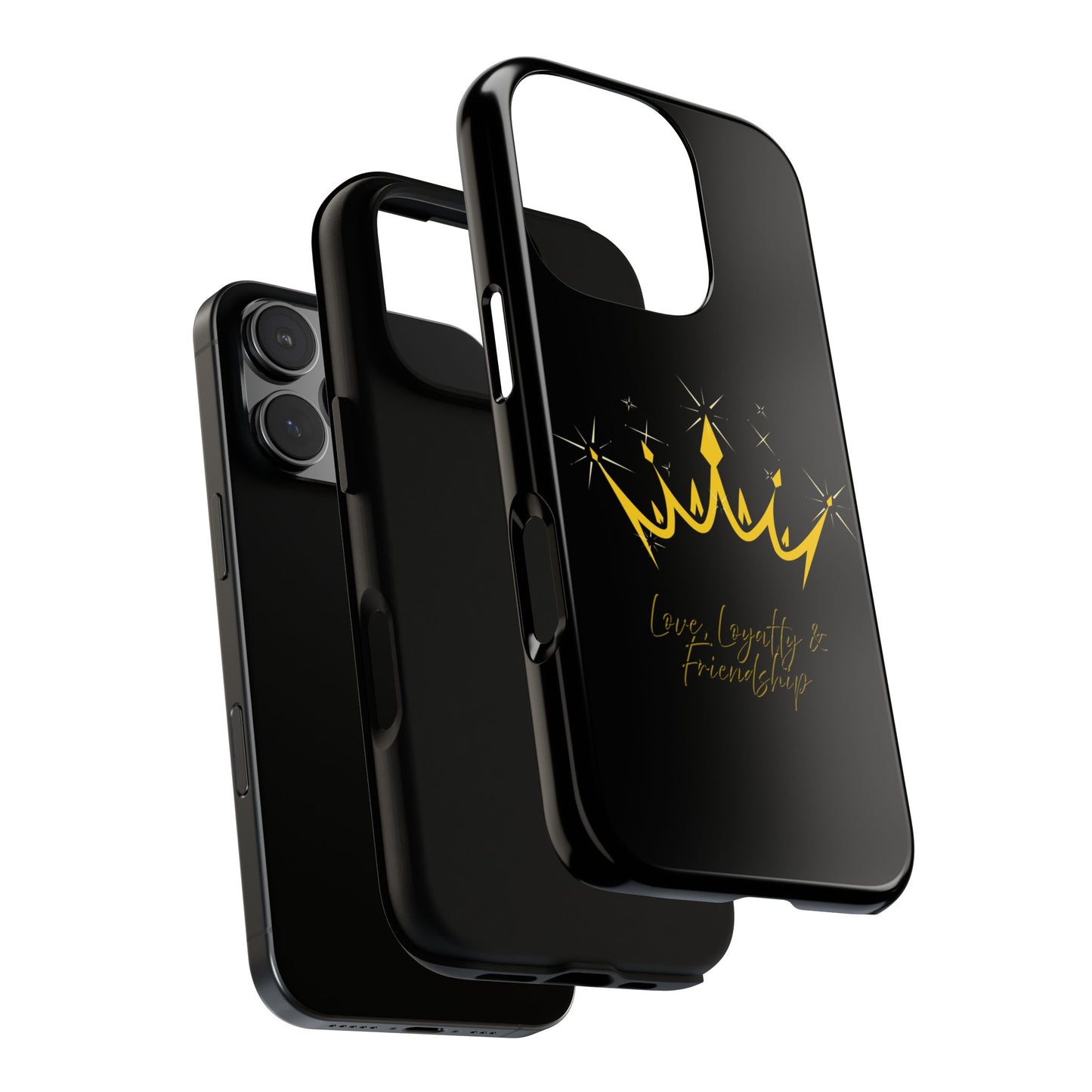 Phone Case, Black & Gold Crown - Love, Loyalty & Friendship