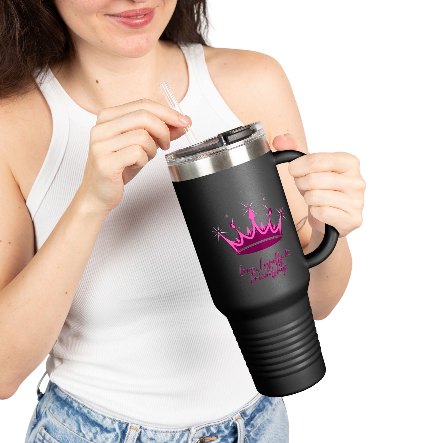 Queen Crown Pink & Burgundy - 40oz Insulated Travel Mug