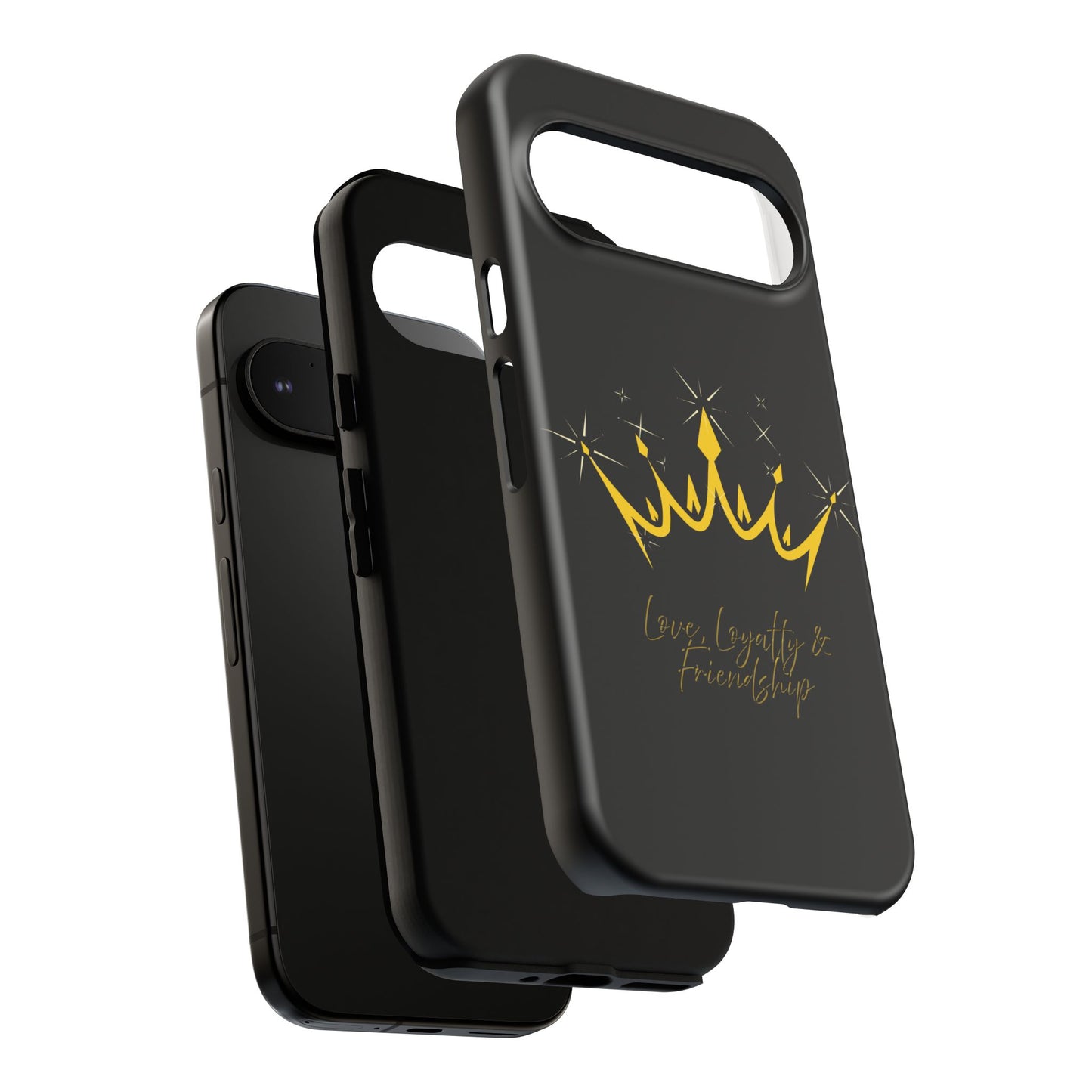 Phone Case, Black & Gold Crown - Love, Loyalty & Friendship