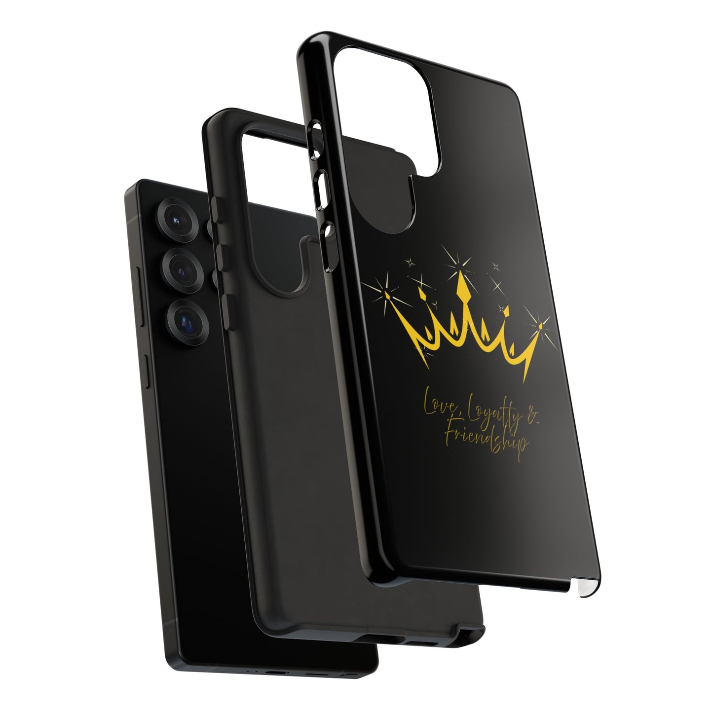 Phone Case, Black & Gold Crown - Love, Loyalty & Friendship