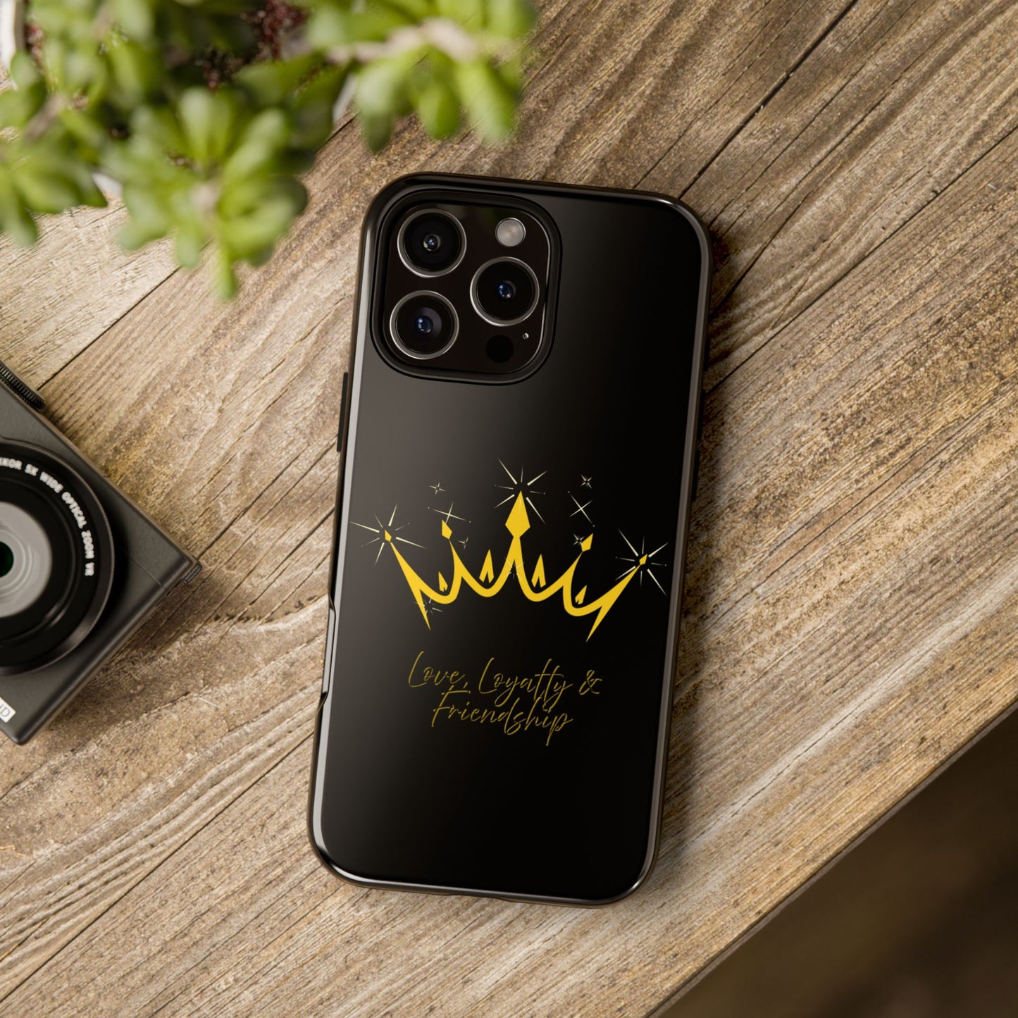 Phone Case, Black & Gold Crown - Love, Loyalty & Friendship