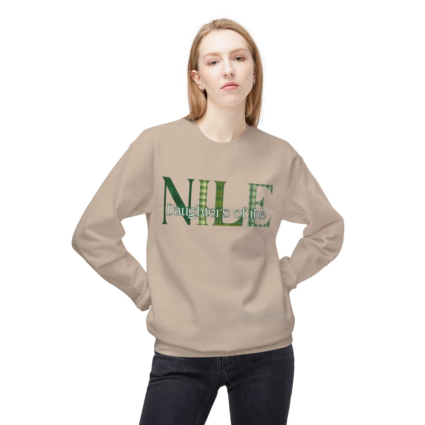 Nile Green Plaid, Cozy Fleece Sweatshirt