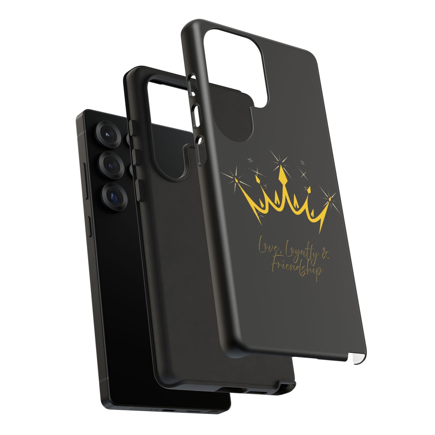 Phone Case, Black & Gold Crown - Love, Loyalty & Friendship