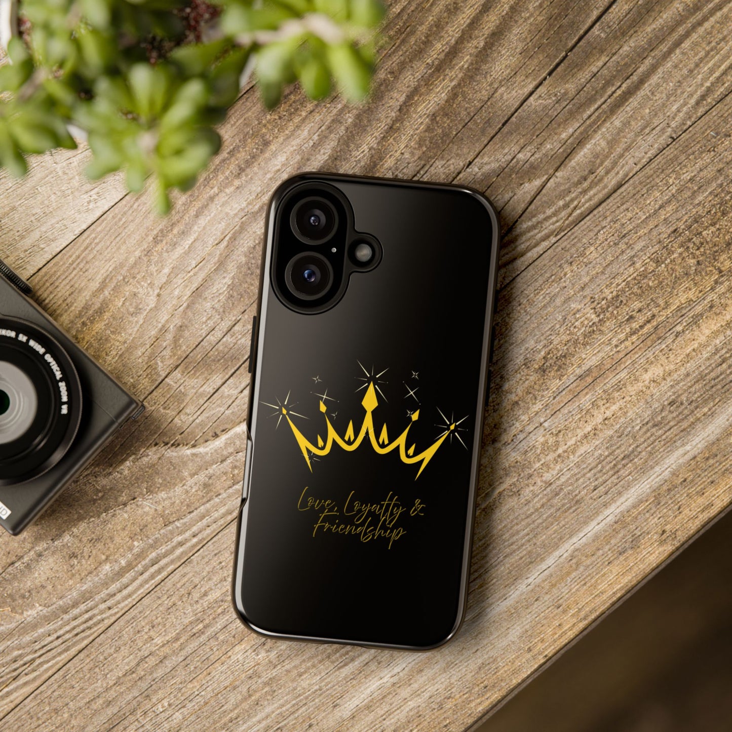 Phone Case, Black & Gold Crown - Love, Loyalty & Friendship