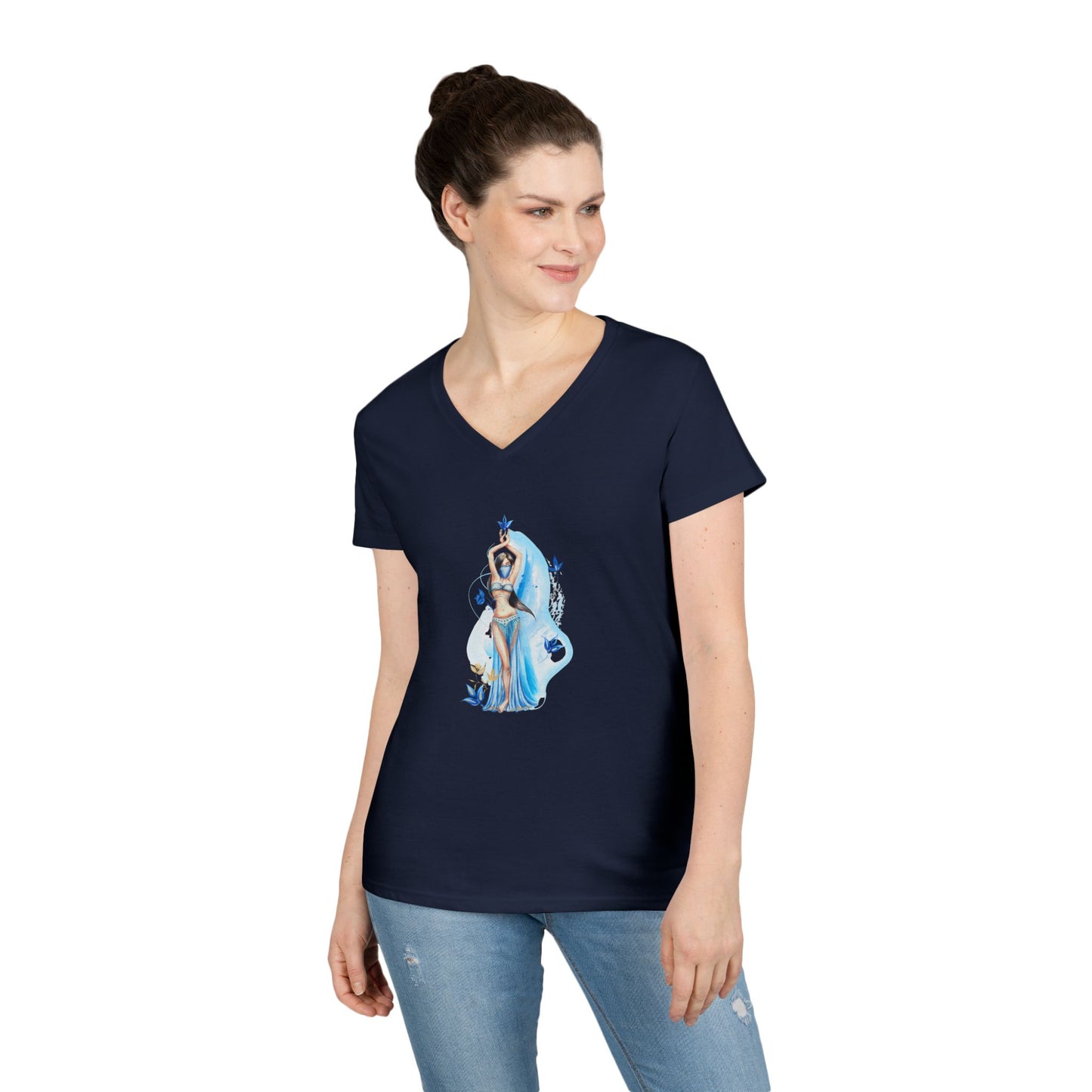 Elegant Dance Goddess V-Neck T-Shirt