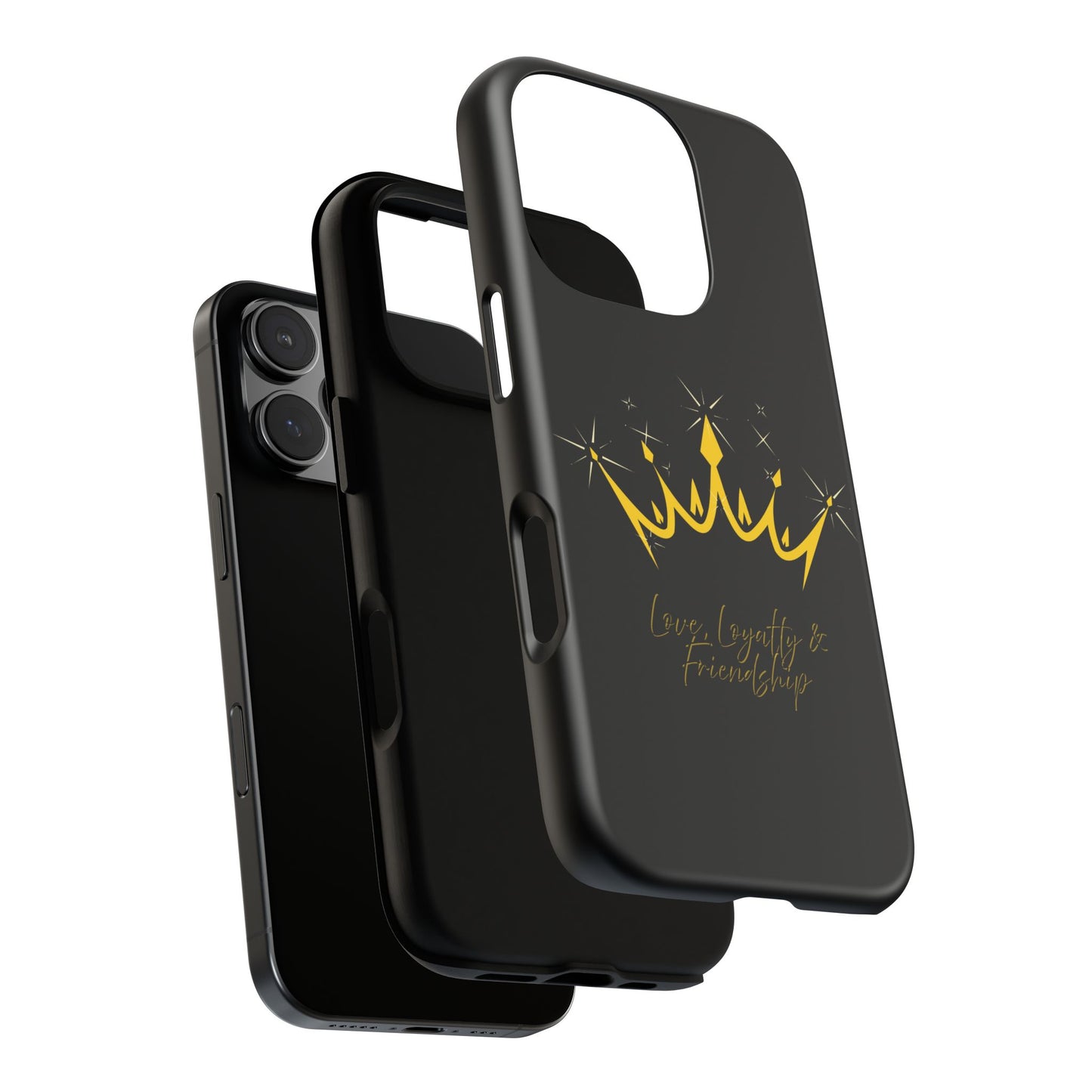 Phone Case, Black & Gold Crown - Love, Loyalty & Friendship