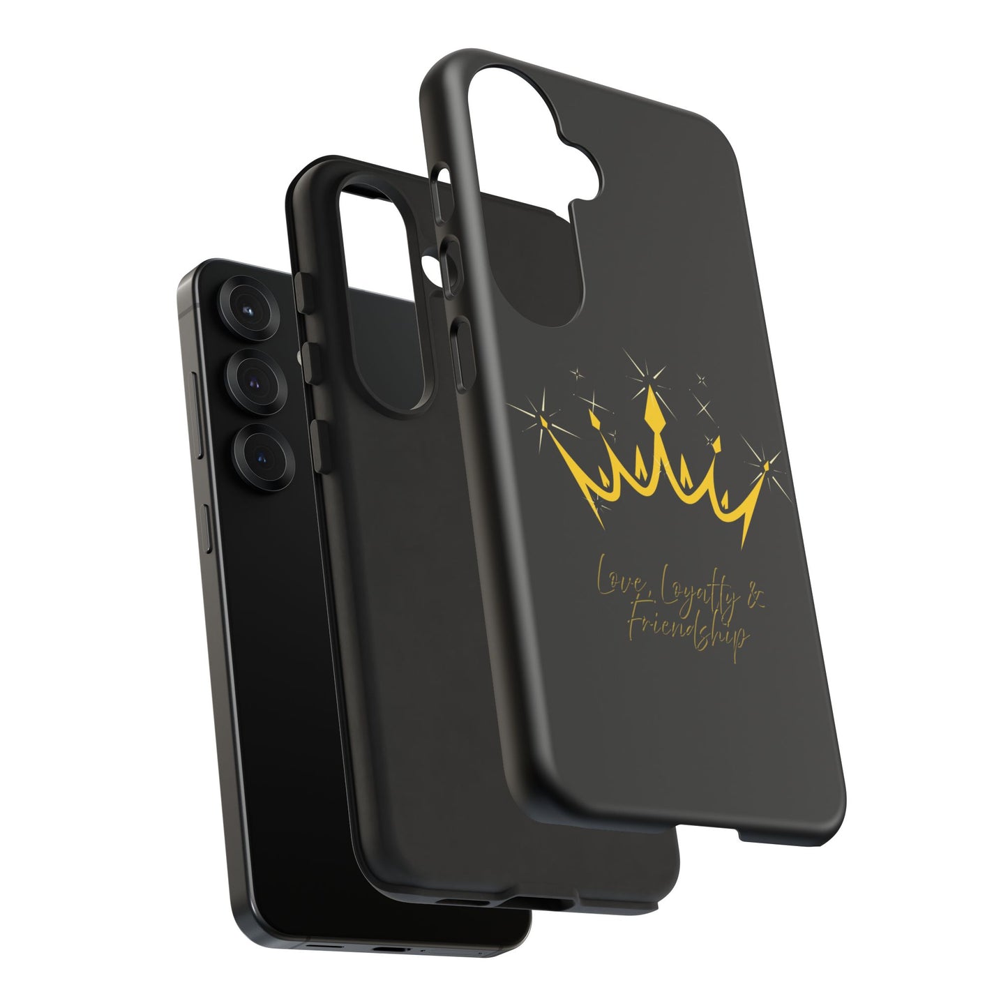 Phone Case, Black & Gold Crown - Love, Loyalty & Friendship