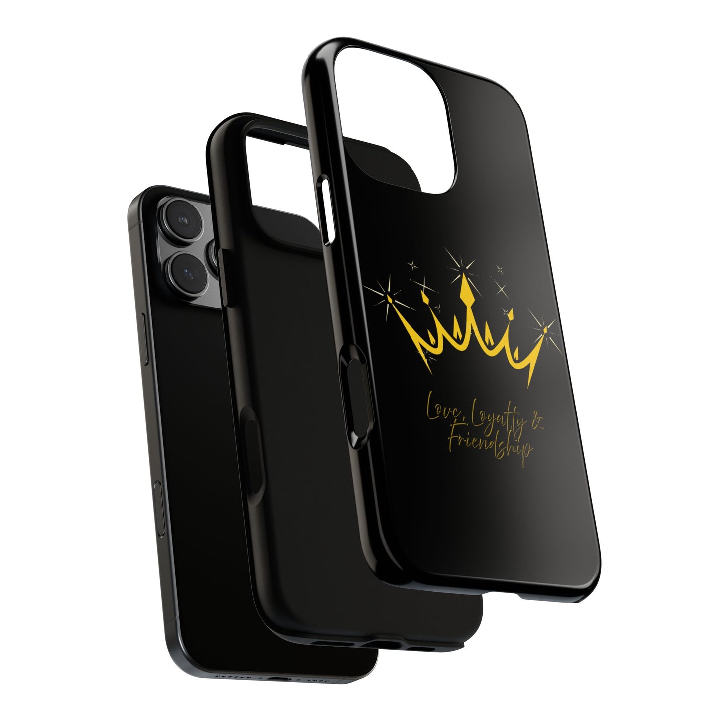 Phone Case, Black & Gold Crown - Love, Loyalty & Friendship