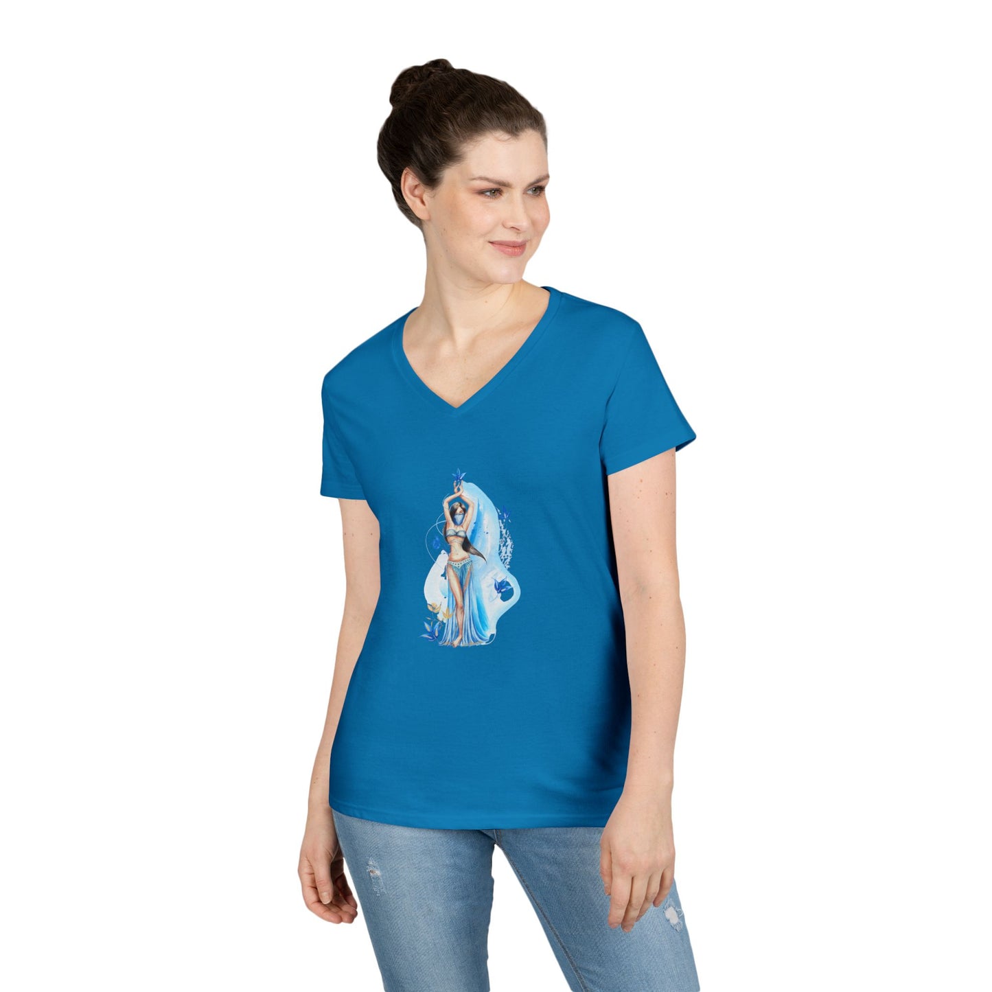 Elegant Dance Goddess V-Neck T-Shirt