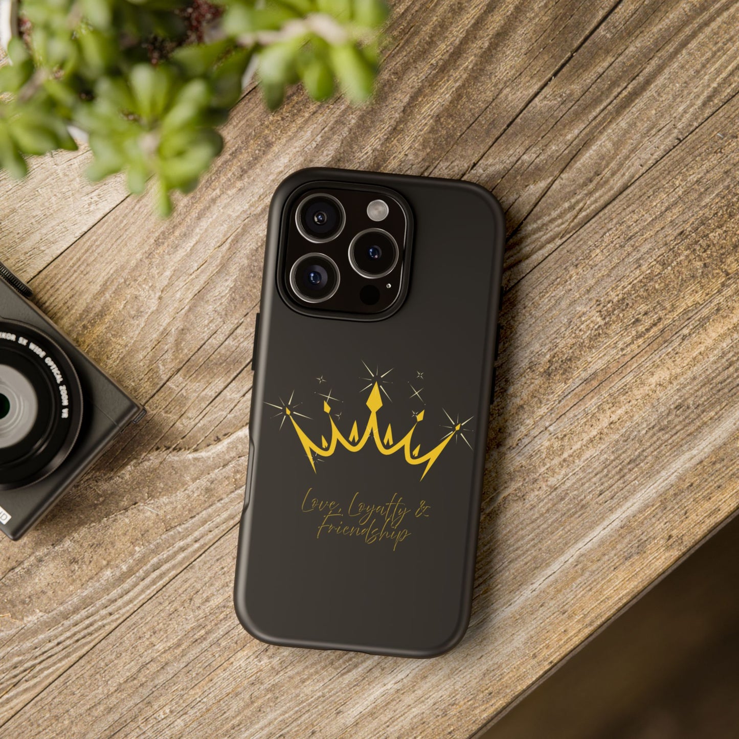 Phone Case, Black & Gold Crown - Love, Loyalty & Friendship