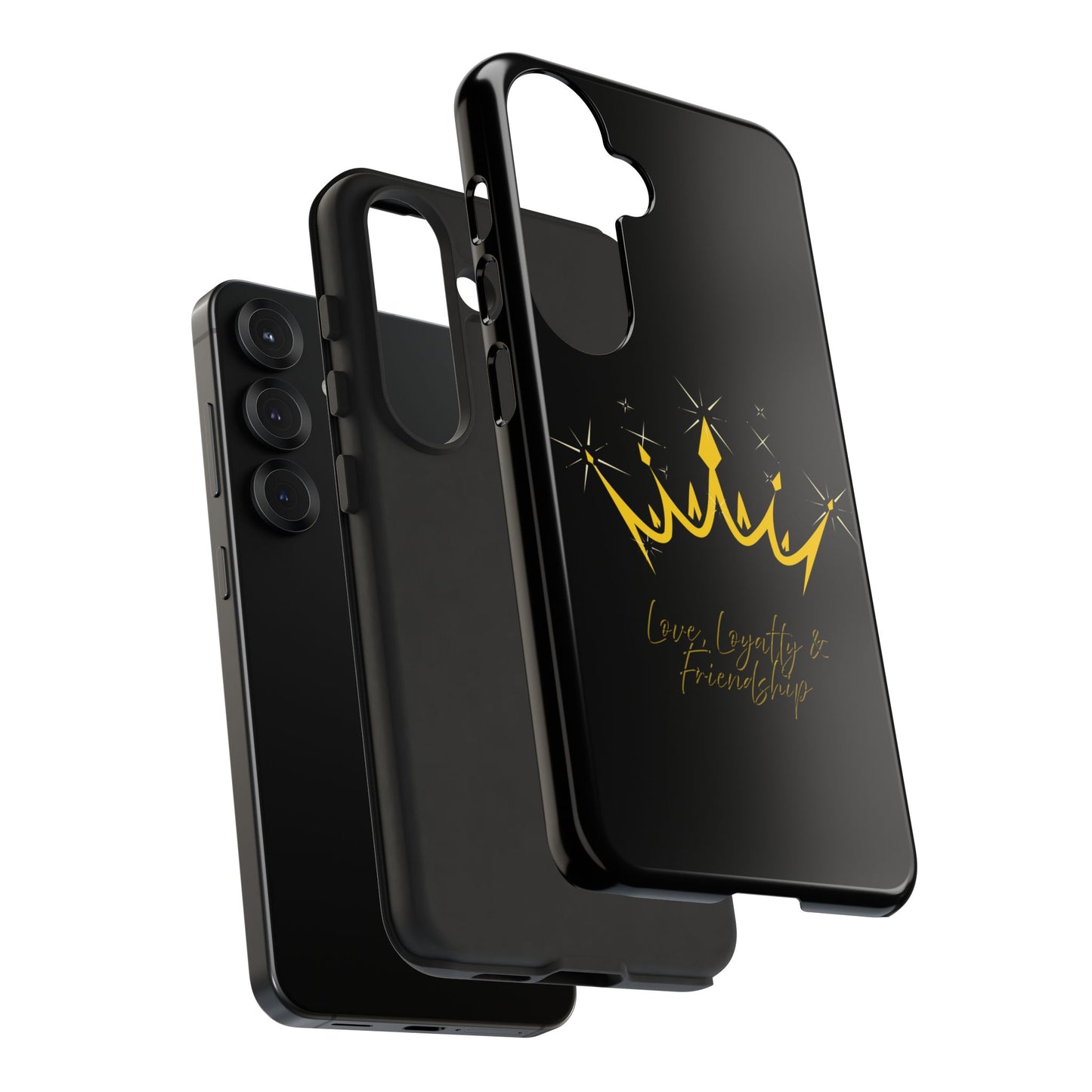 Phone Case, Black & Gold Crown - Love, Loyalty & Friendship