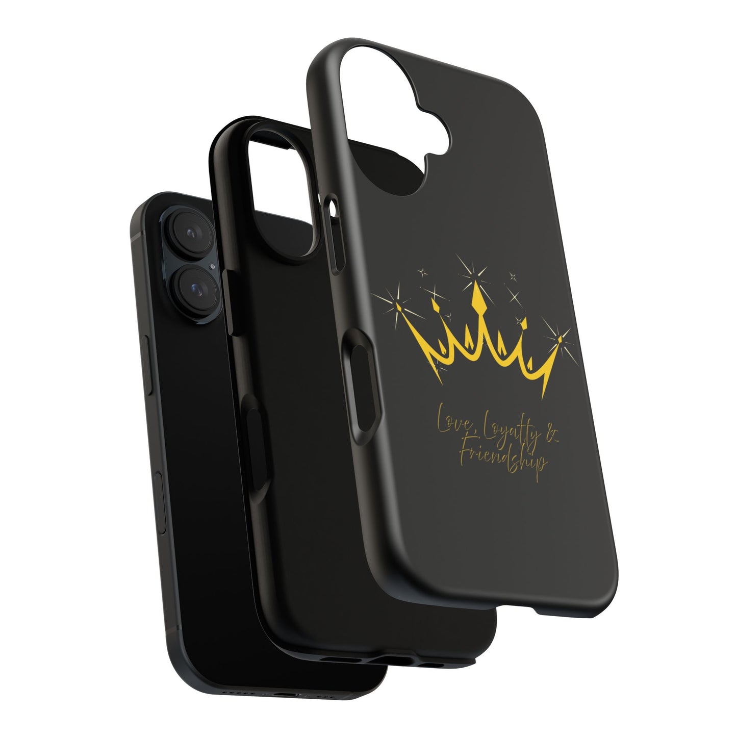 Phone Case, Black & Gold Crown - Love, Loyalty & Friendship