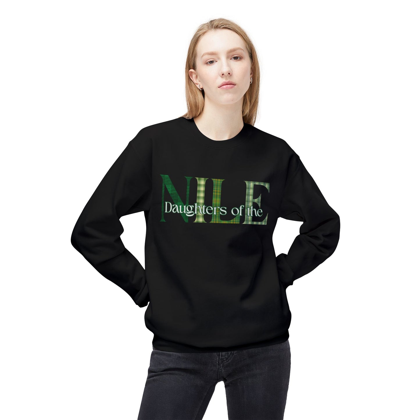Nile Green Plaid, Cozy Fleece Sweatshirt