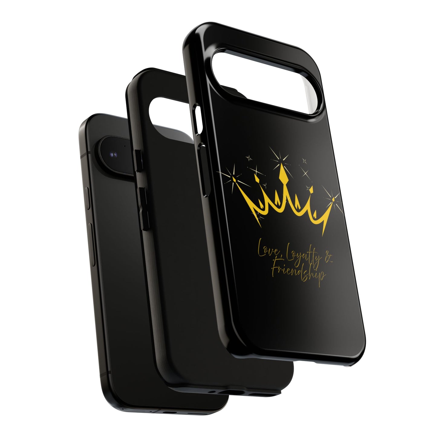 Phone Case, Black & Gold Crown - Love, Loyalty & Friendship