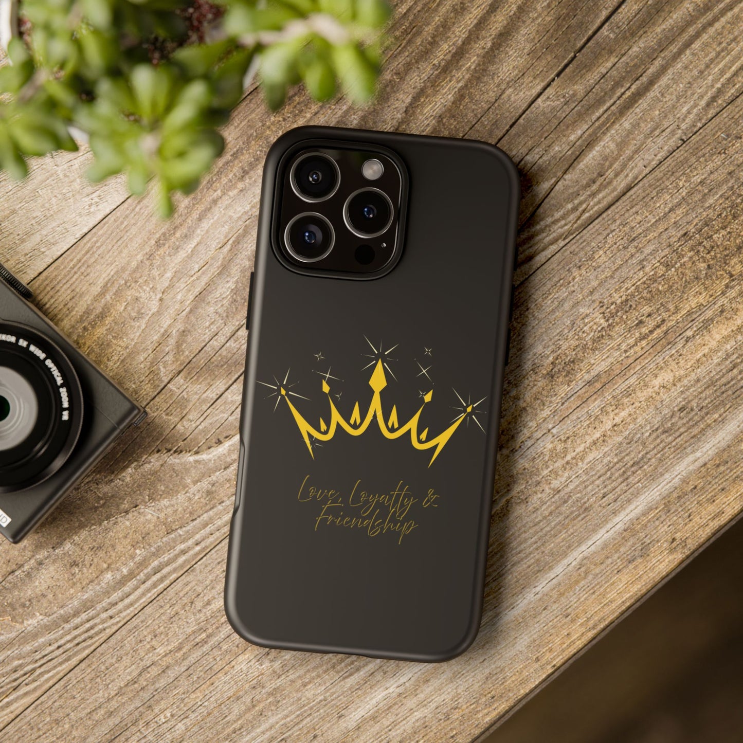 Phone Case, Black & Gold Crown - Love, Loyalty & Friendship