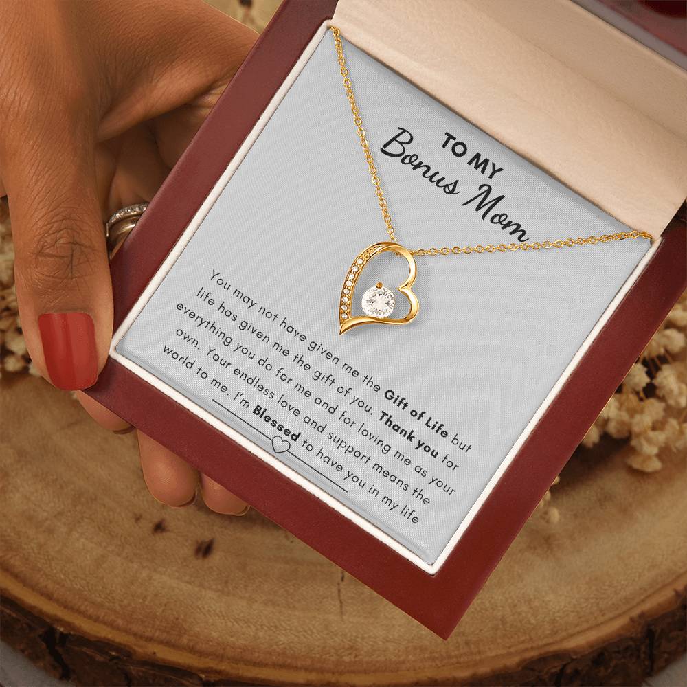 To My Bonus Mom - Heart Necklace