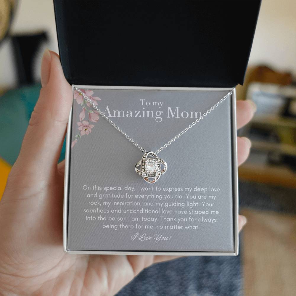 To My Amazing Mom Love Knot Necklace