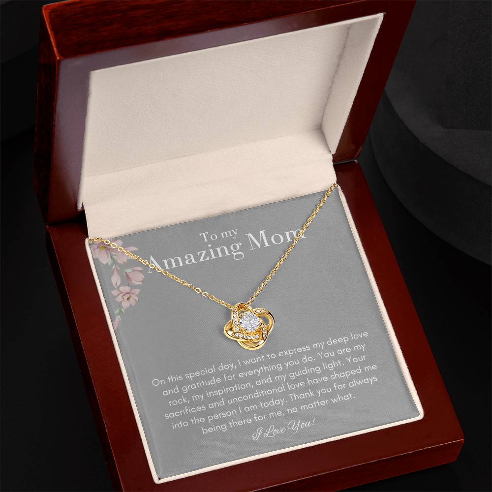 To My Amazing Mom Love Knot Necklace