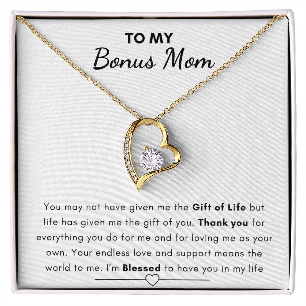 To My Bonus Mom - Heart Necklace