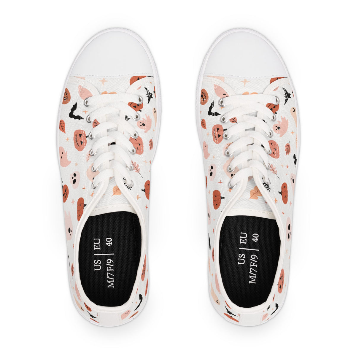 Pink Halloween Sneakers – Pink Ghost & Pumpkin Women’s Low Tops