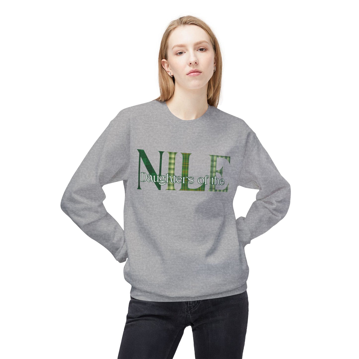 Nile Green Plaid, Cozy Fleece Sweatshirt