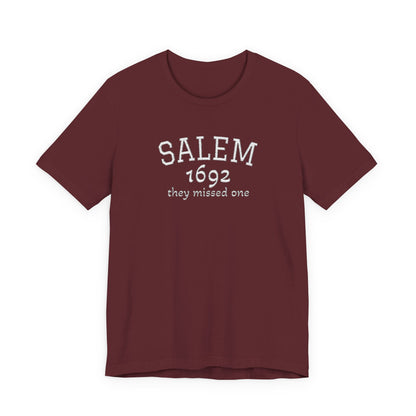 Salem 1692 Embroidered Shirt, They Missed One Witch T-Shirt, Vintage Halloween Tee