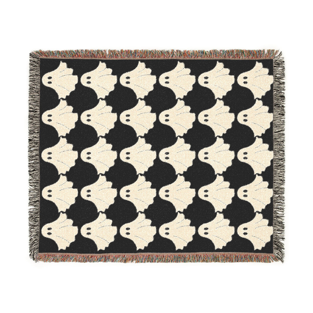 Ghost Checkered Pattern Woven Blanket