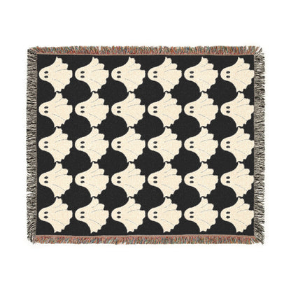 Ghost Checkered Pattern Woven Blanket