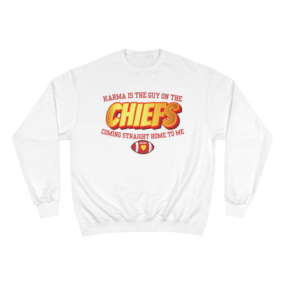 Karma Is the Guy On The Chiefs Champion Sweatshirt