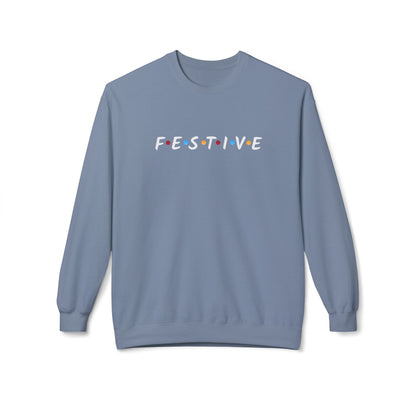 Festive Thanksgiving or Christmas Sweatshirt, Minimalist Holiday Crewneck with Colorful Lettering, Unisex Fit