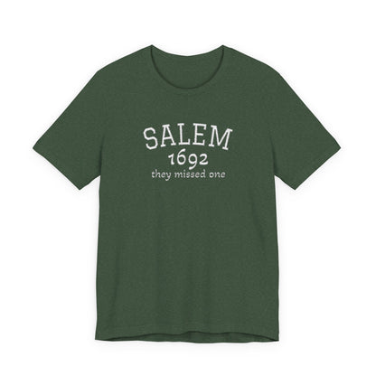 Salem 1692 Embroidered Shirt, They Missed One Witch T-Shirt, Vintage Halloween Tee