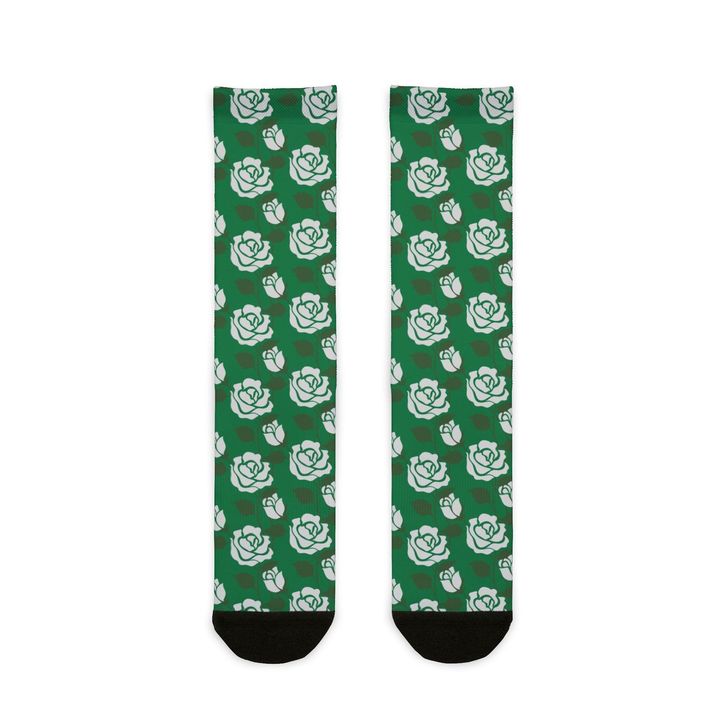 Crew Socks - Dark Green Floral Patterned | Fun Fashion Accessories