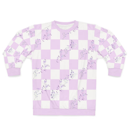 Lavender Floral Checkerboard Sweatshirt