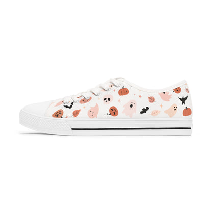 Pink Halloween Sneakers – Pink Ghost & Pumpkin Women’s Low Tops