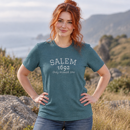Salem 1692 Embroidered Shirt, They Missed One Witch T-Shirt, Vintage Halloween Tee