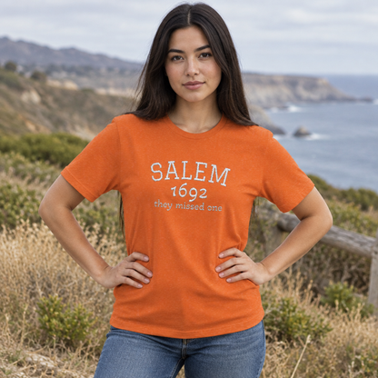 Salem 1692 Embroidered Shirt, They Missed One Witch T-Shirt, Vintage Halloween Tee