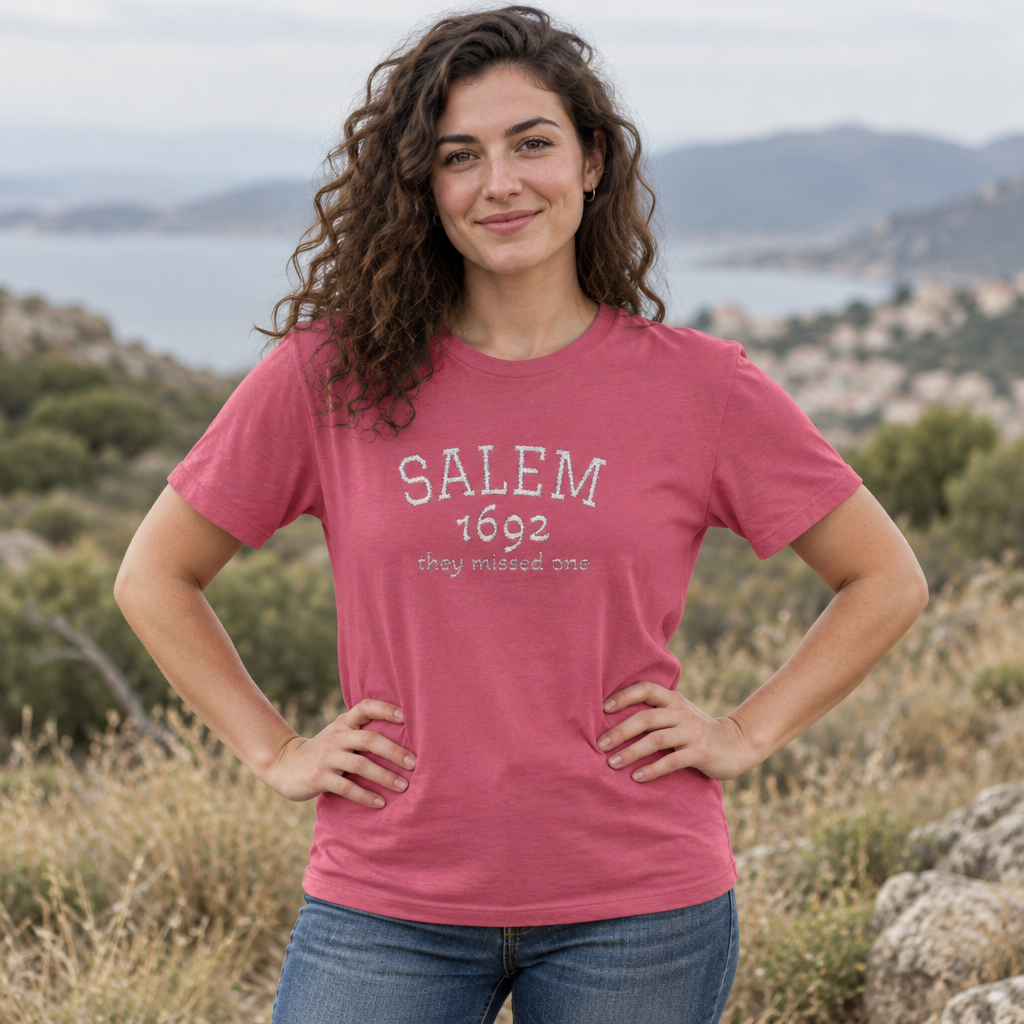 Salem 1692 Embroidered Shirt, They Missed One Witch T-Shirt, Vintage Halloween Tee