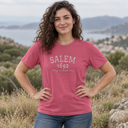 Salem 1692 Embroidered Shirt, They Missed One Witch T-Shirt, Vintage Halloween Tee