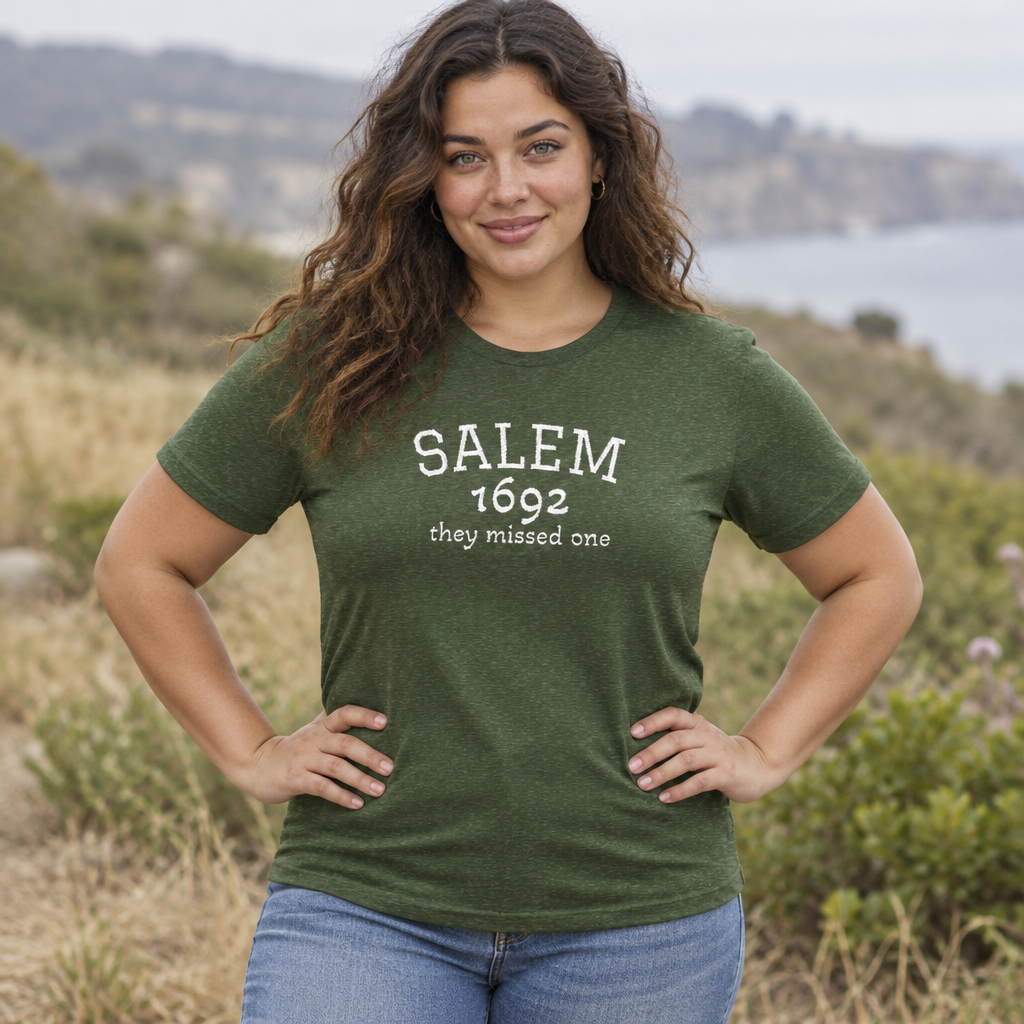 Salem 1692 Embroidered Shirt, They Missed One Witch T-Shirt, Vintage Halloween Tee