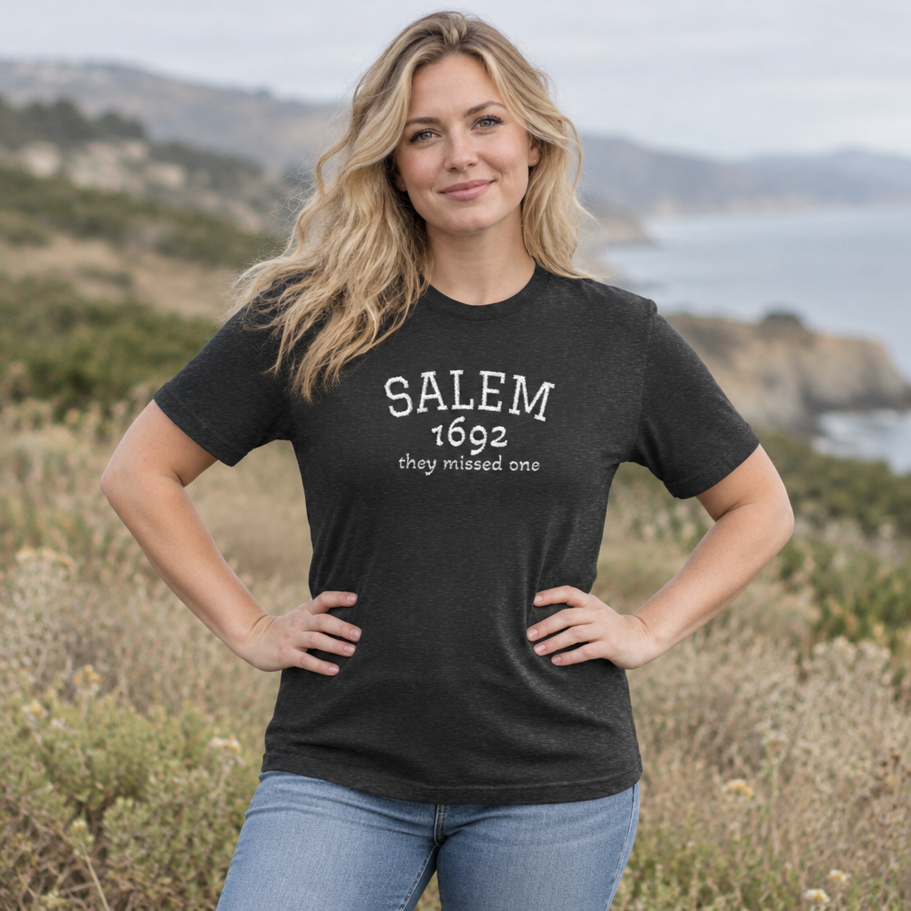 Salem 1692 Embroidered Shirt, They Missed One Witch T-Shirt, Vintage Halloween Tee