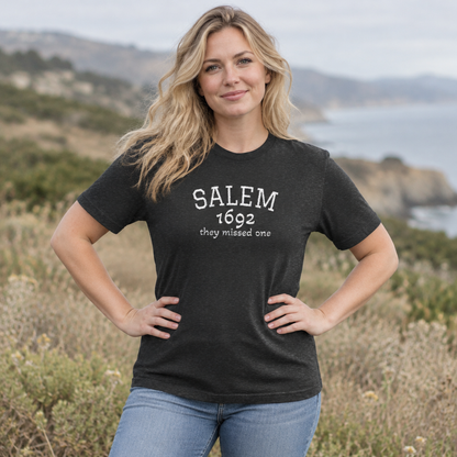 Salem 1692 Embroidered Shirt, They Missed One Witch T-Shirt, Vintage Halloween Tee