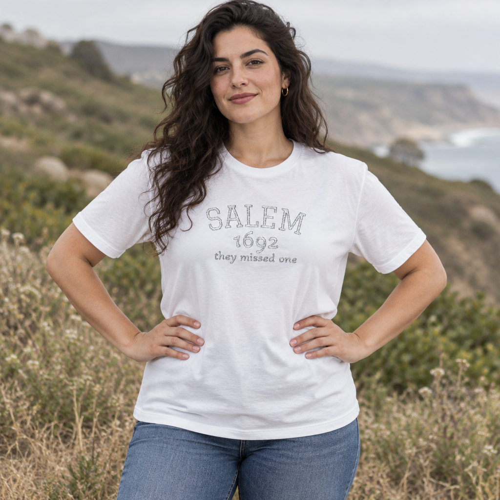 Salem 1692 Embroidered Shirt, They Missed One Witch T-Shirt, Vintage Halloween Tee