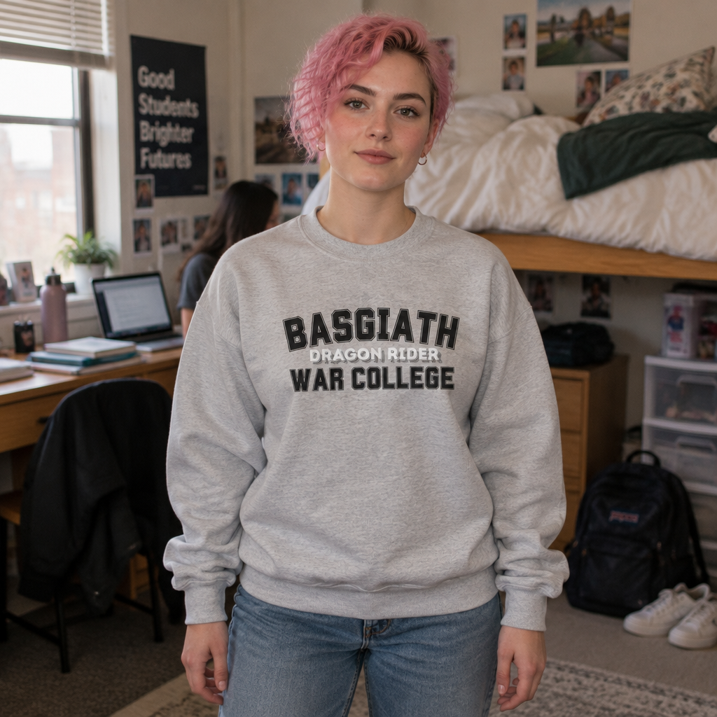 Dragon Rider Basglath War College Wingleader Collegiate Crewneck Sweatshirt with Front and Back Print